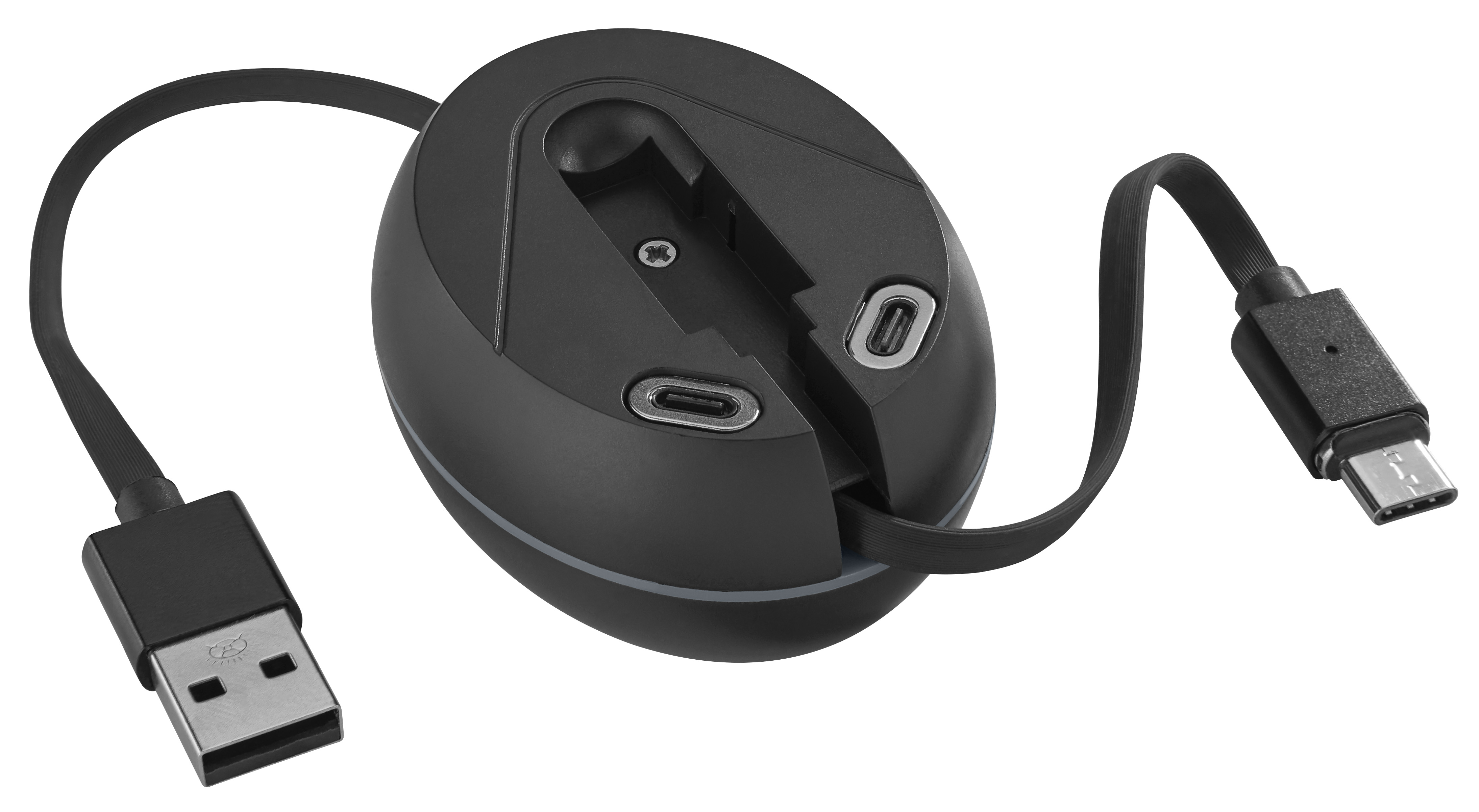 ROLL UP Ausziehbares Multifunktions-Kabel zum Laden und Datenübertragen mit USB-C, Micro-USB und Lightning