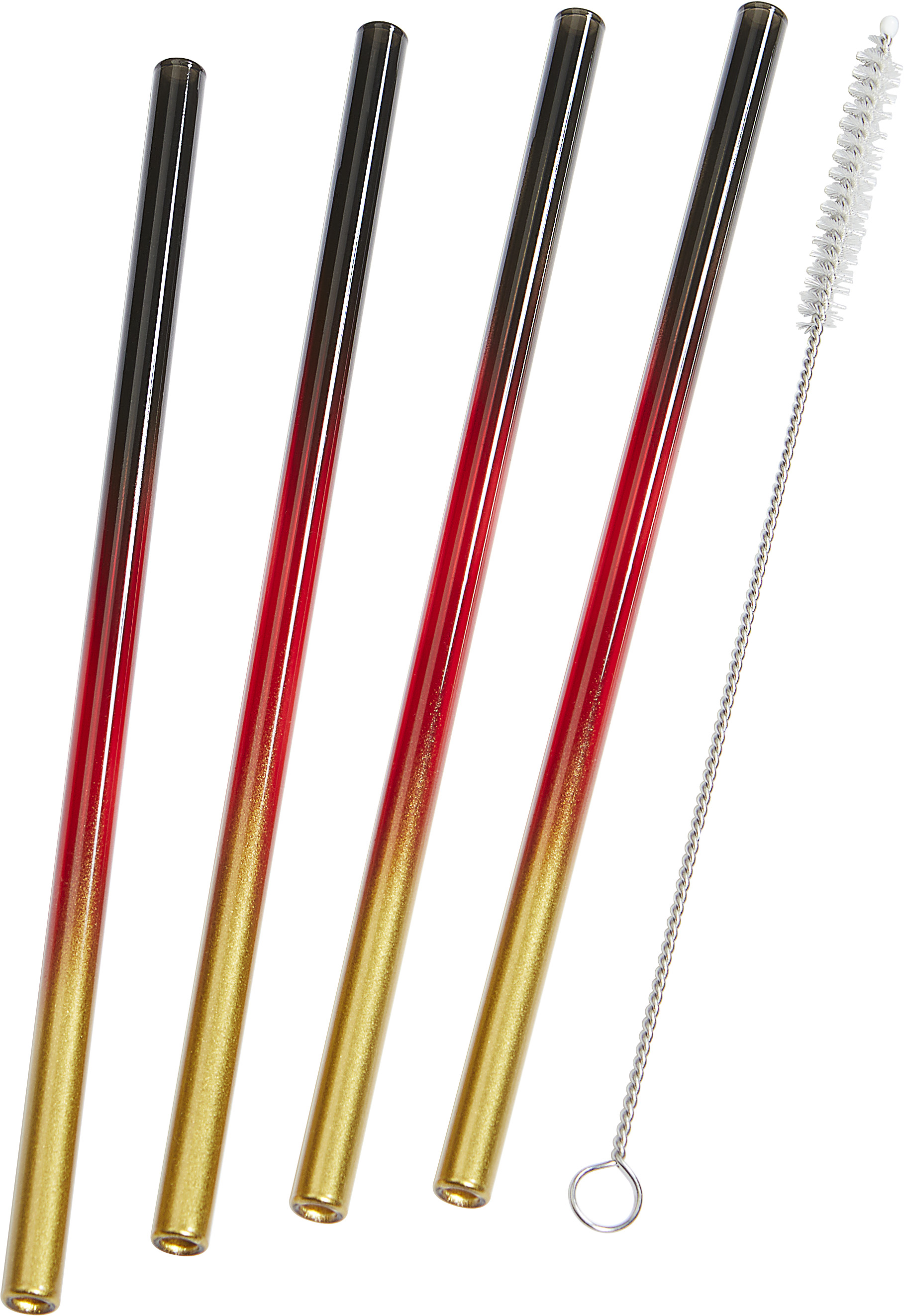 Set of 4 coloured Glass Straws with cleansing brush