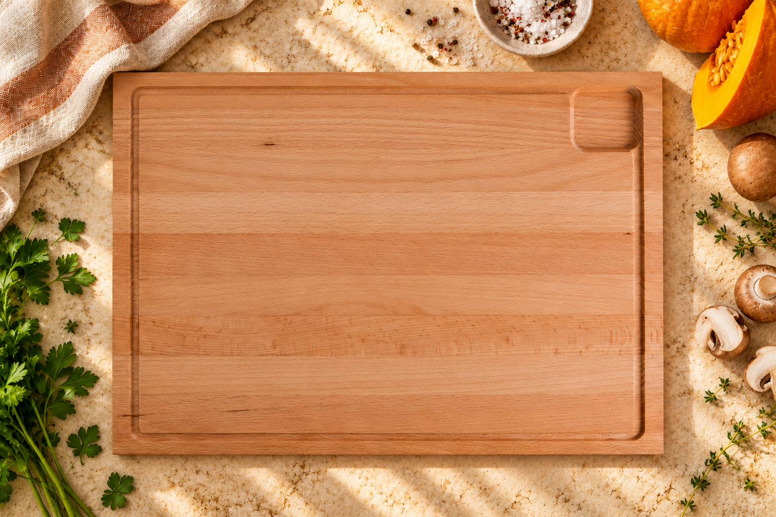 CHOP II Großes FSC Buchenschneidebrett mit Saftrinne Made in Europe