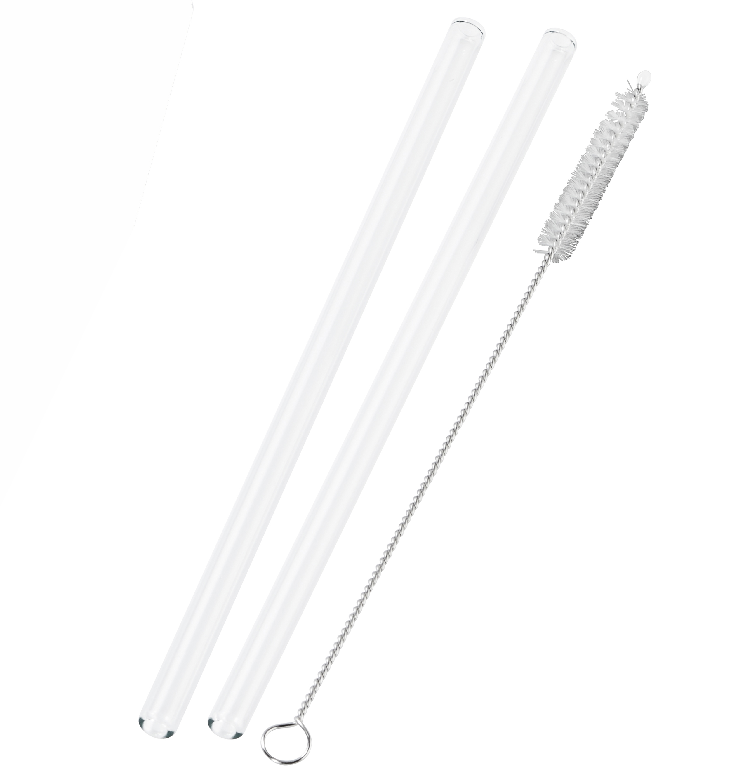 Set of 2 glass straws + brush
