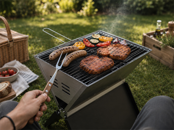 SOLID Barbecue au charbon de bois pliable et moderne pour les déplacements