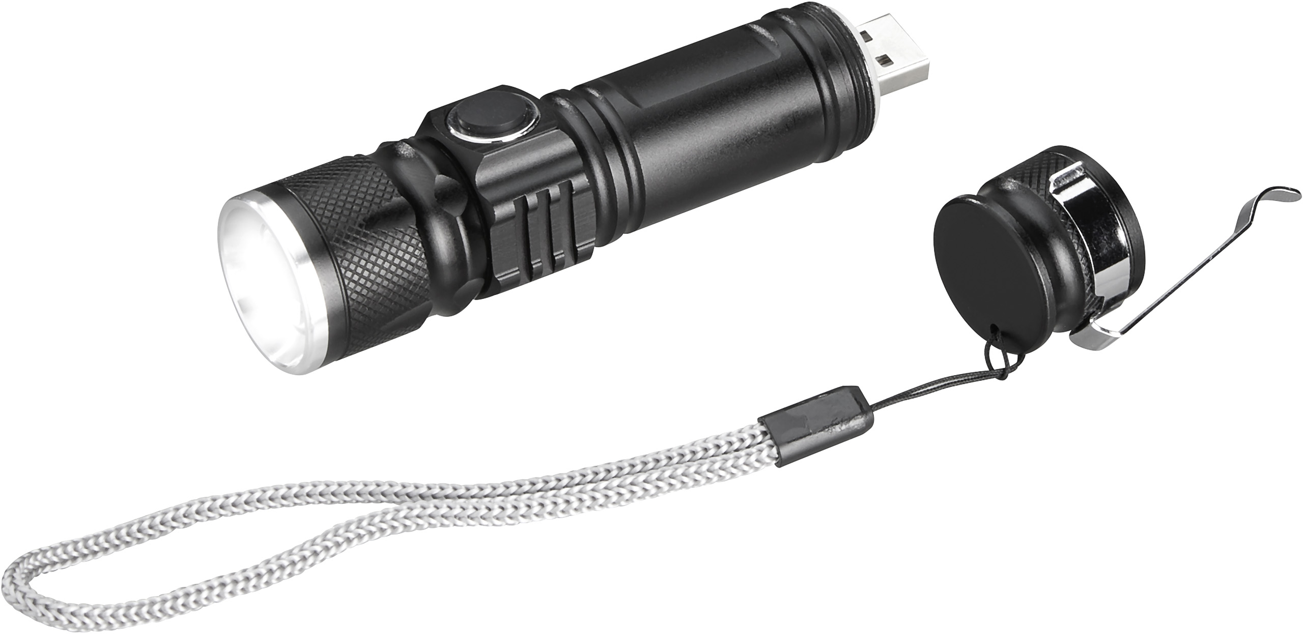 Flashlight rechargeable via cable