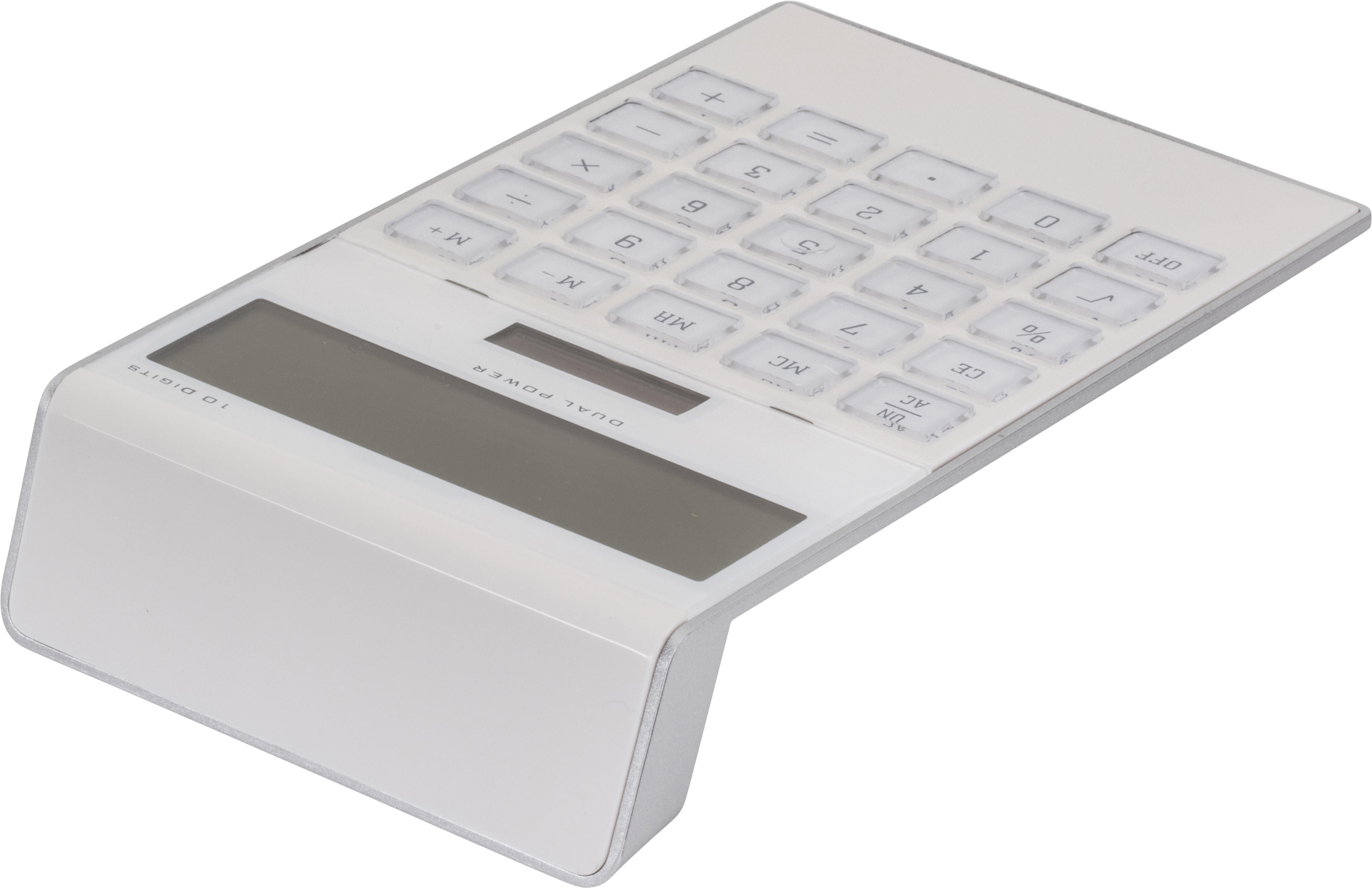 White dual-powered desk calculator