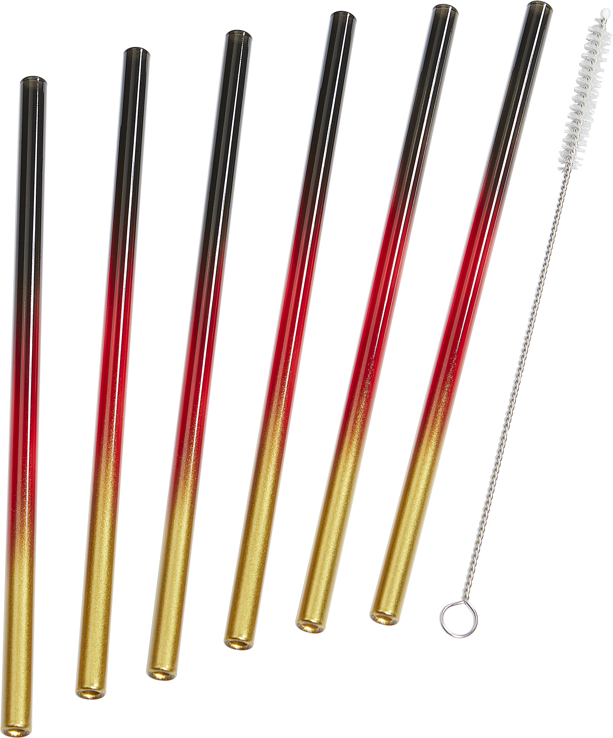 Set of 6 coloured Glass Straws with brush