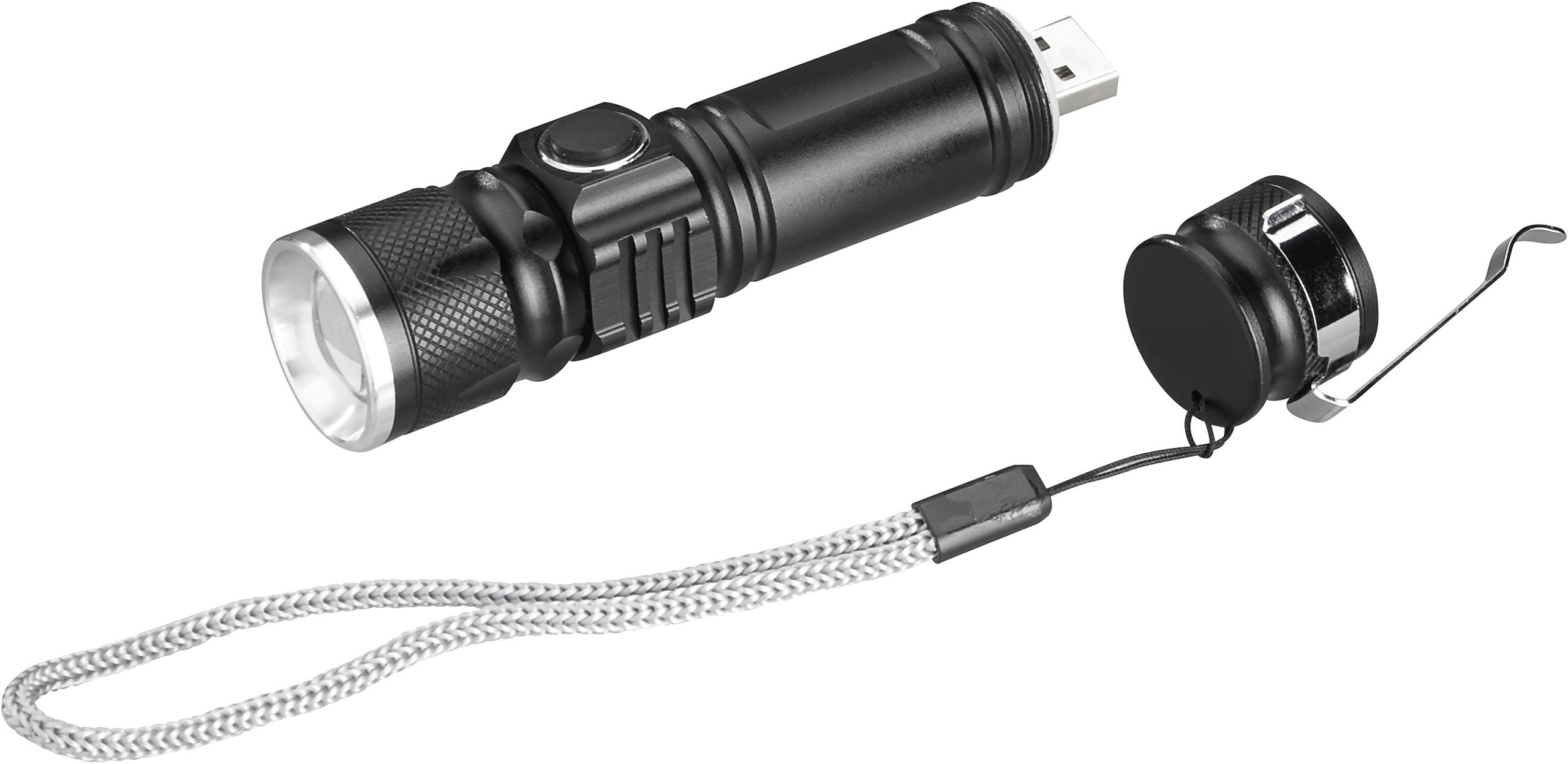 Flashlight rechargeable via cable